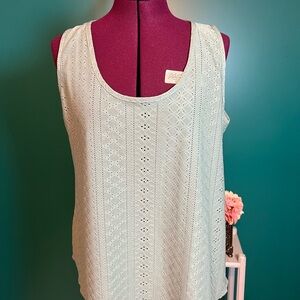 Greenish Tank Top with Scoop Neckline